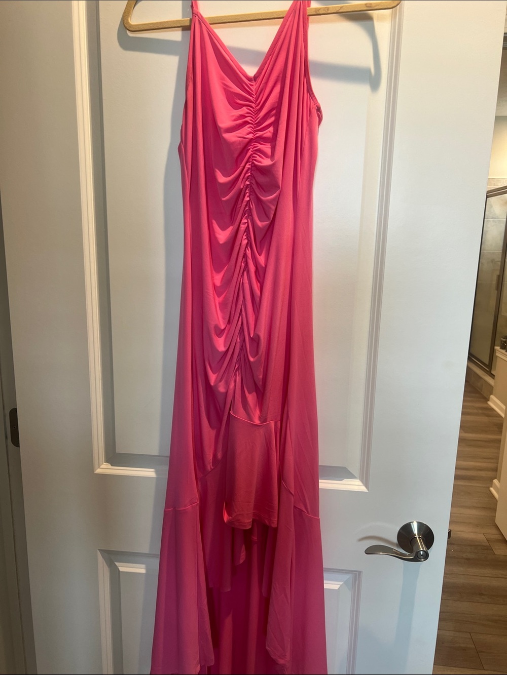Ruched Pink Maxi Dress